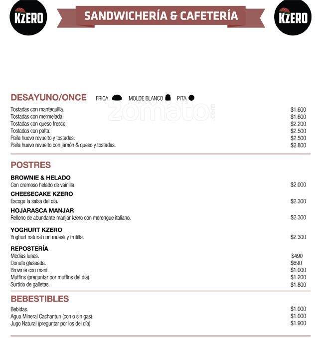 Kzero menu