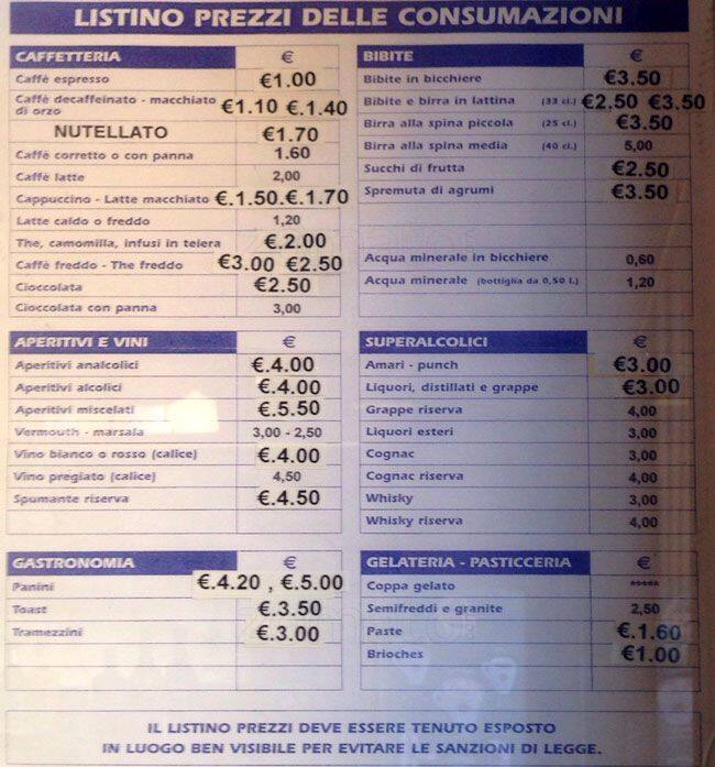 Menu di Cigarettes and Coffee 