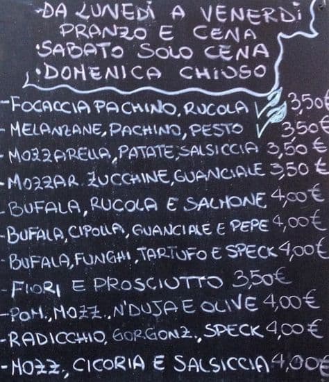 Menu di Trattoria degli Equi 