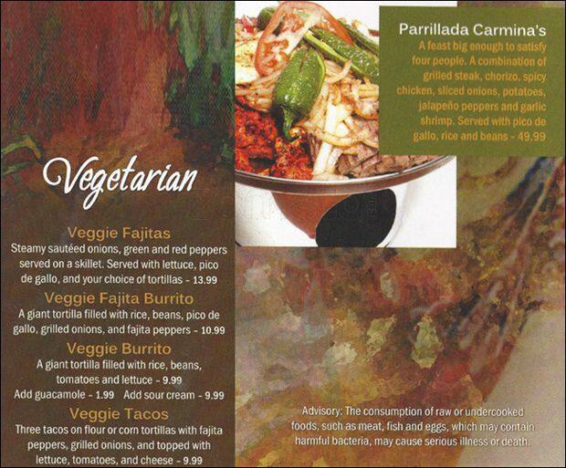 Menu at Carmina's Restaurant and Banquets, Elgin