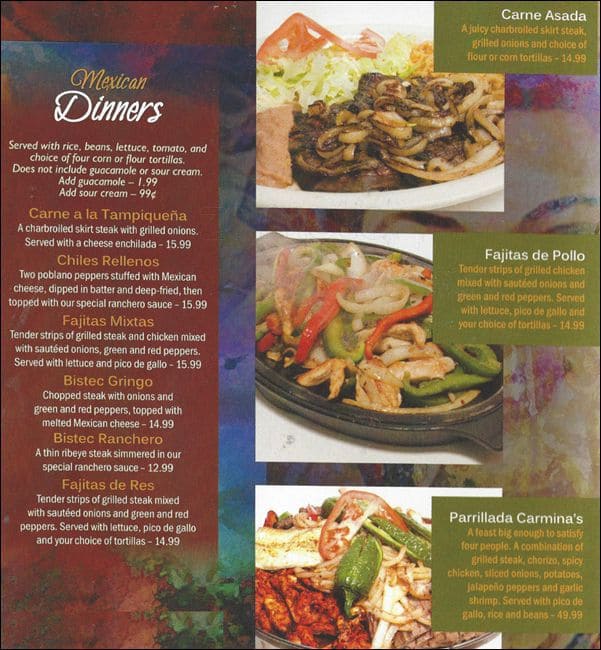 Menu at Carmina's Restaurant and Banquets, Elgin