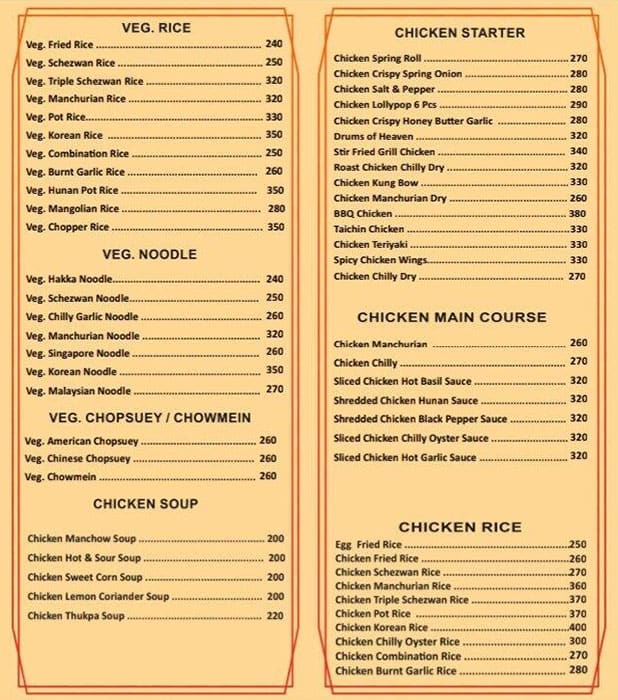 Chopsticks deals menu zomato