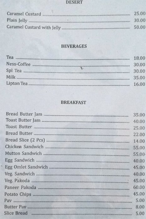 Kalpana Restaurant menu