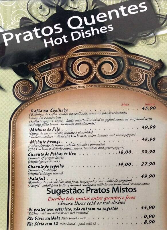 Esfiha Cedro do Líbano cardápio