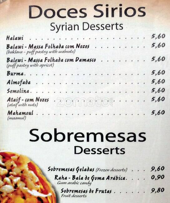 Esfiha Cedro do Líbano cardápio