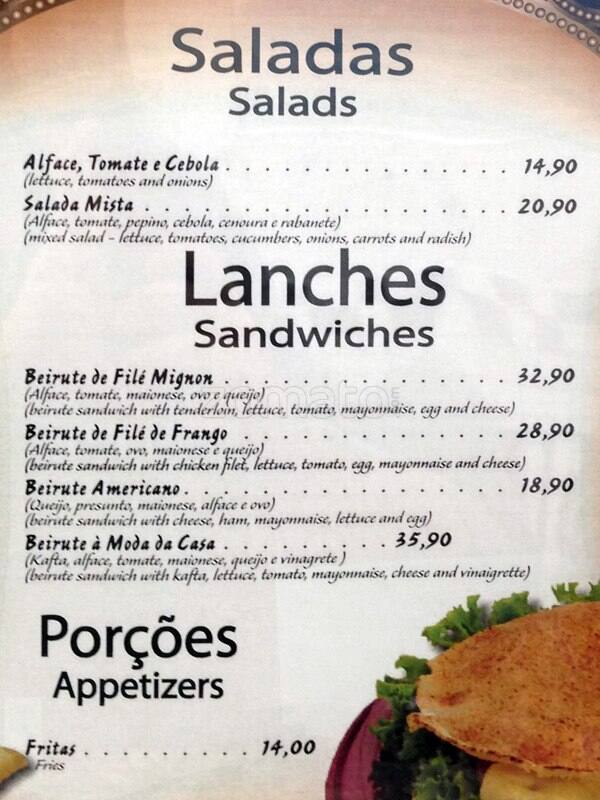 Esfiha Cedro do Líbano cardápio