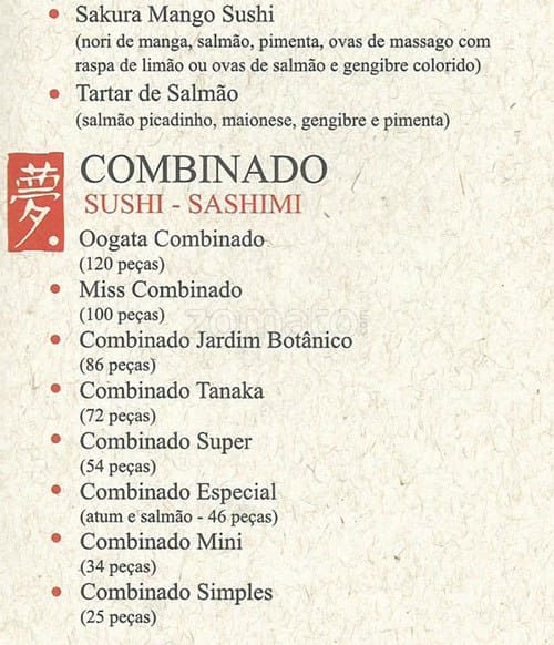 Yumê Shinzan cardápio