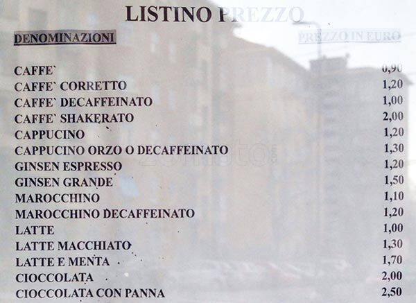Menu di Bar tabacchi Starlight 
