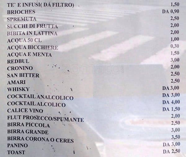 Menu di Bar tabacchi Starlight 