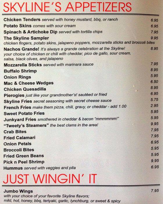 Skyline Tavern Restaurant Menu Urbanspoon Zomato Skyline Tavern Restaurant Chalfont Menu