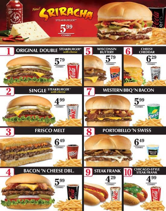 Menu at Steak 'n Shake fast food, Concord, Concord Mills Boulevard