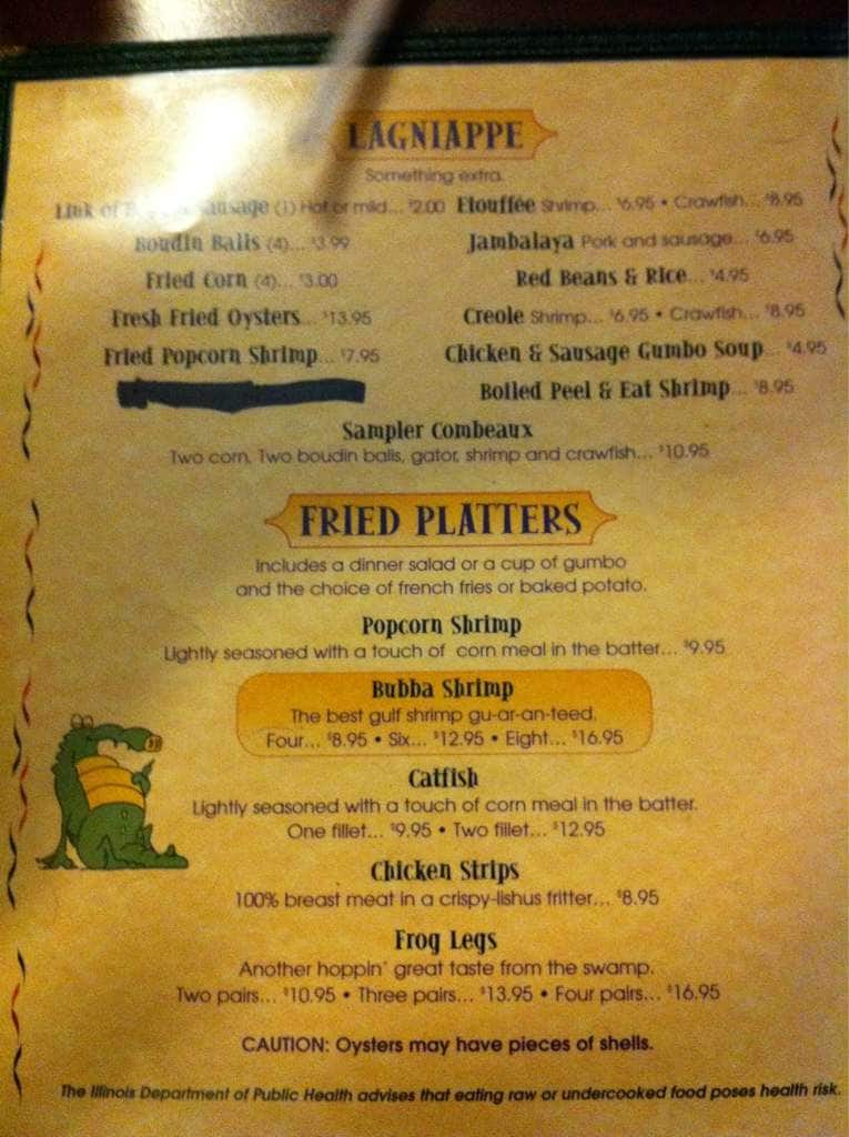 Cajun Boudin Connection Menu