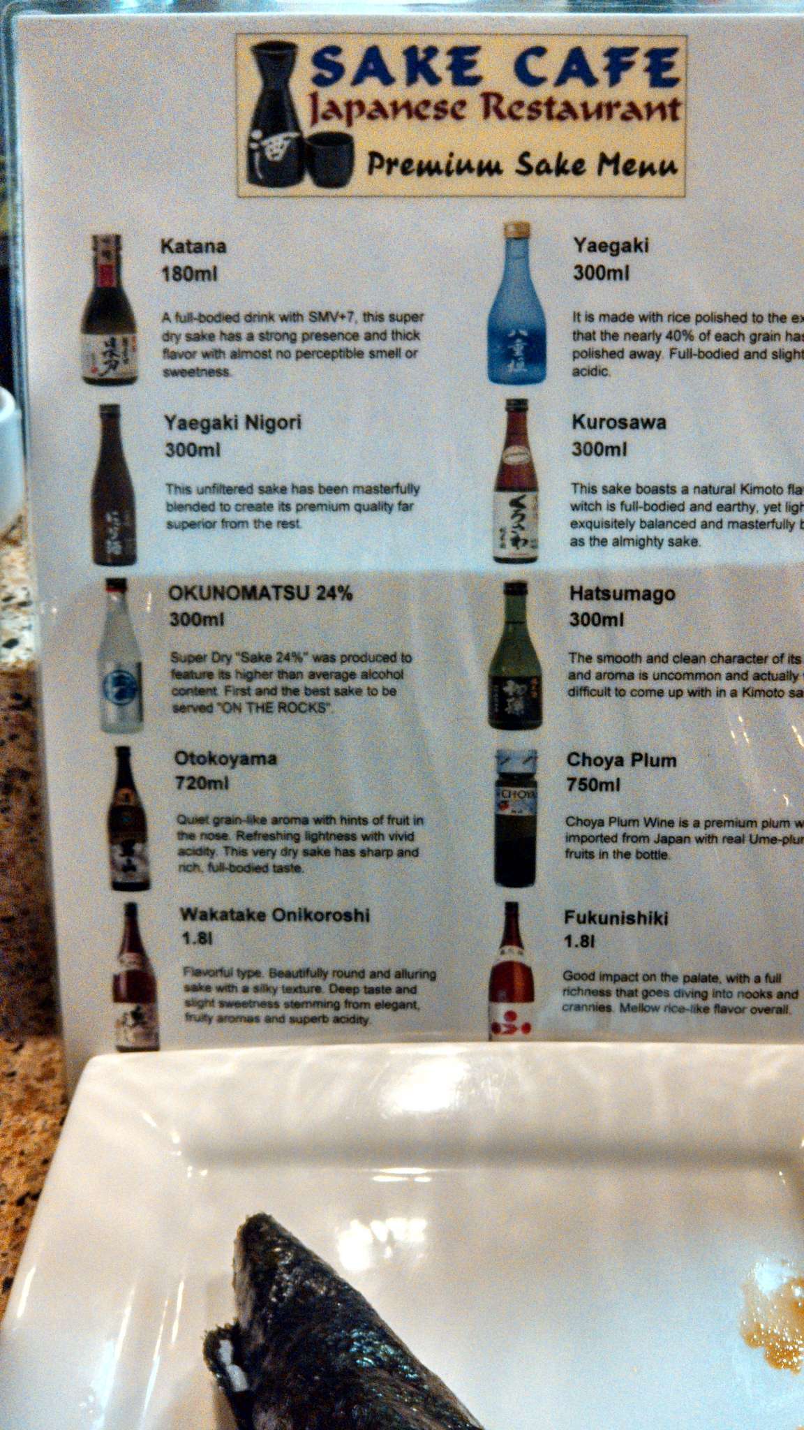 Menu at Sake Cafe Pensacola, Pensacola