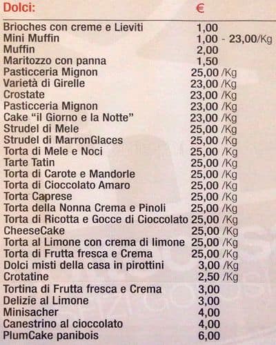 Menu di Sottocasa 