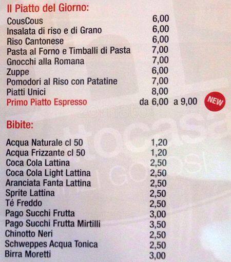 Menu di Sottocasa 