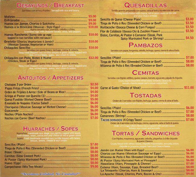 Tamalex Menu, Menu for Tamalex, Passyunk Square, Philadelphia