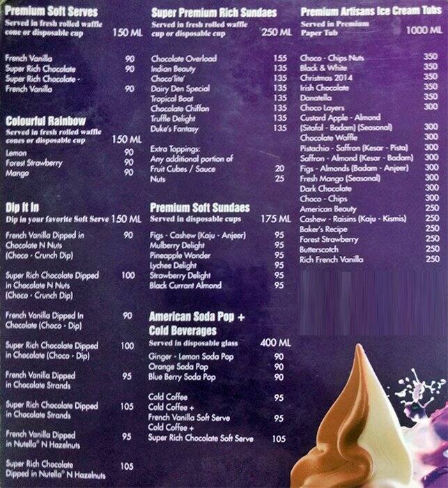 Menu at DAIRY DEN, Vadodara, Shop No 2 Amin Nivash Sayajigunj Road