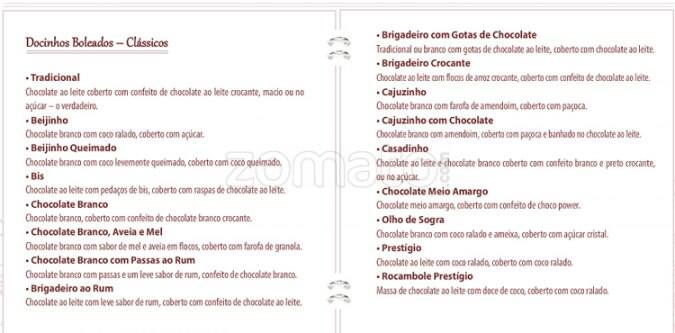 Atelier Brigadeiro Carioca cardápio