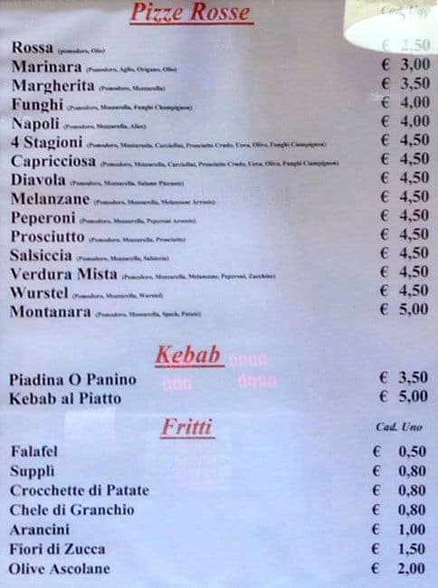 Menu di Pizzeria N.5 