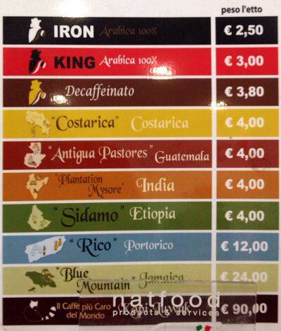 Caffè Boníto Speisekarte