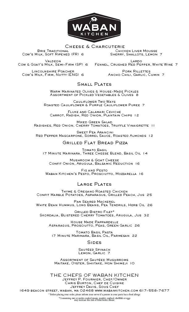Waban Kitchen Menu, Menu for Waban Kitchen, Newton, Boston Urbanspoon
