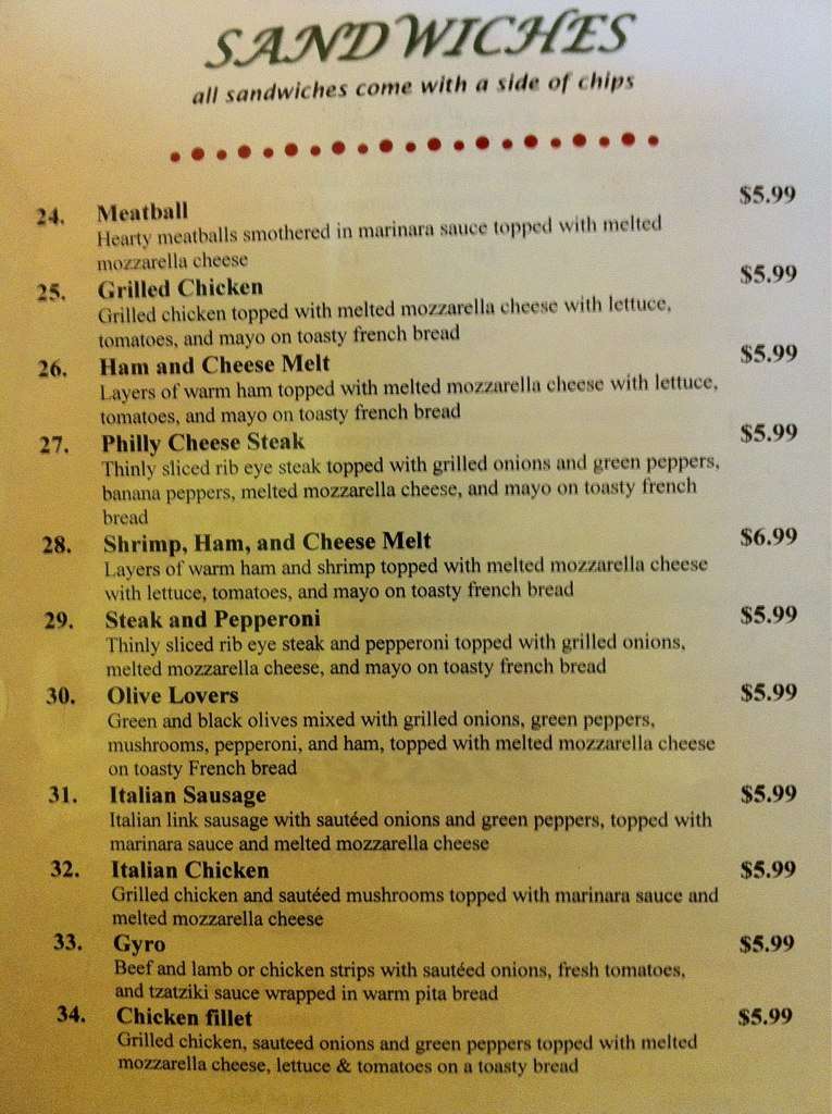 Cafe Bella menu
