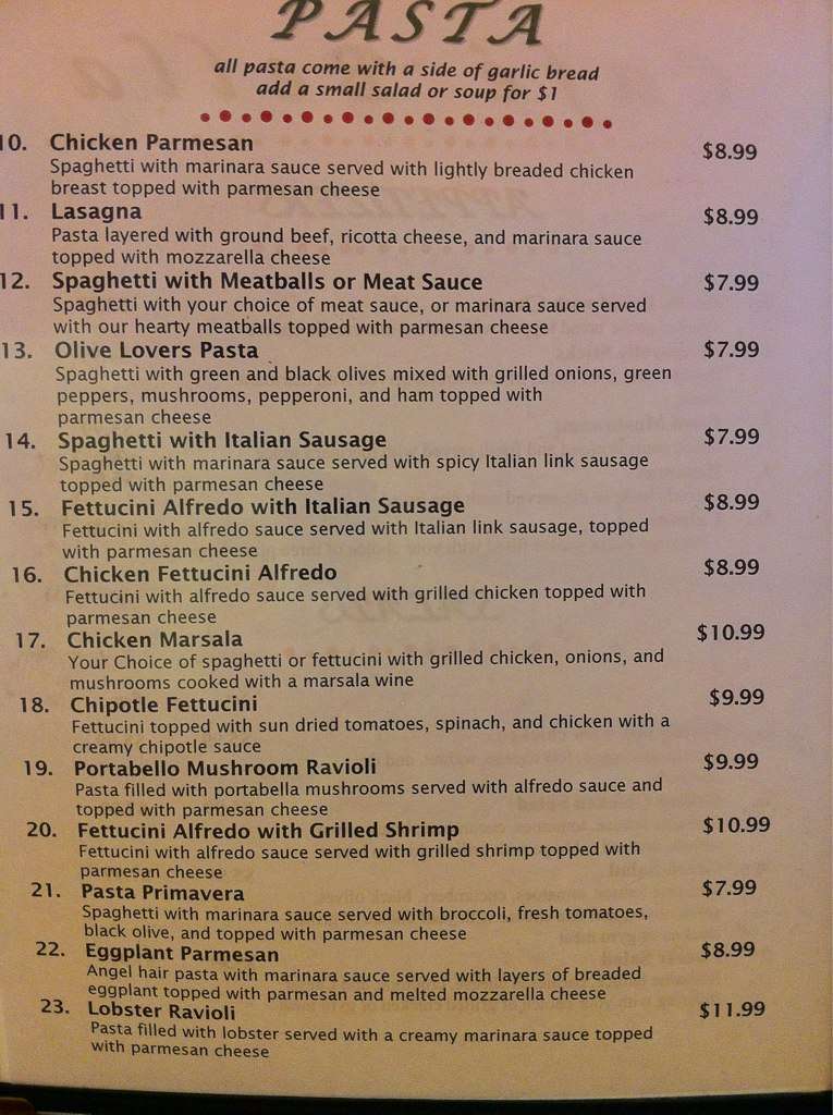 Cafe Bella menu