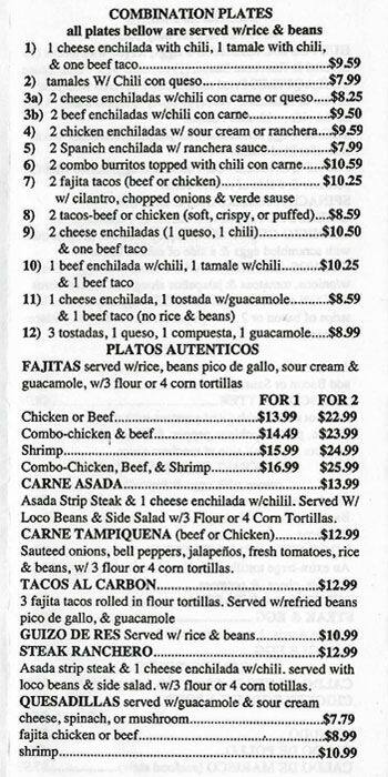 Menu at Cafe Plato Loco, Cedar Hill