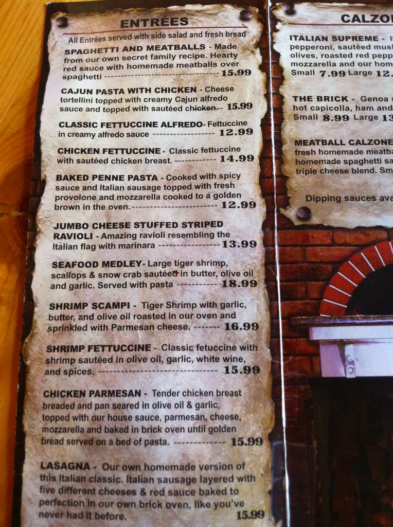 Menu at Brick Oven pub & bar, Hannibal