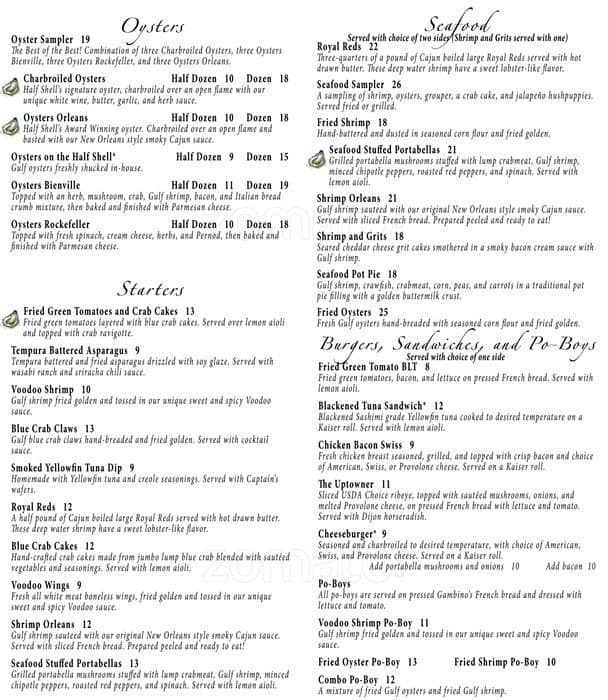 Menu at Half Shell Oyster House restaurant, Flowood