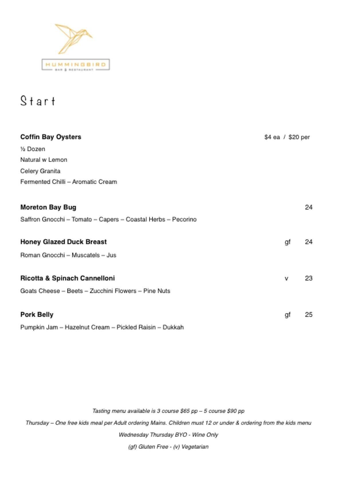 Hummingbird Bar & Restaurant Menu Urbanspoon/Zomato