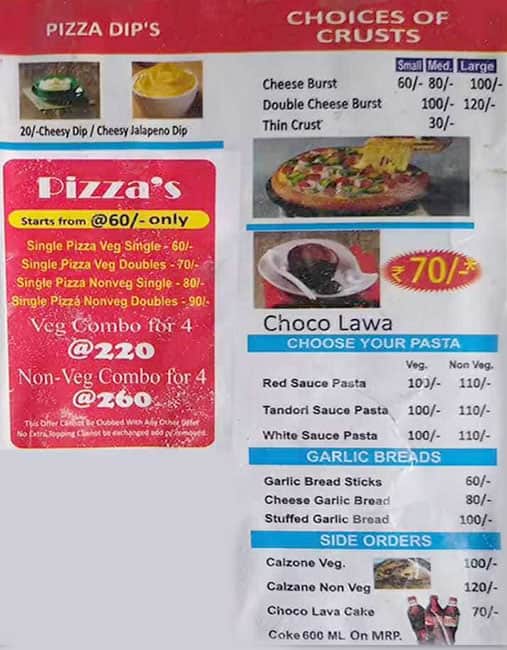 The Likee Pizza menu