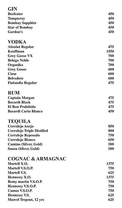 Le Belvedere - Le Meridien menu