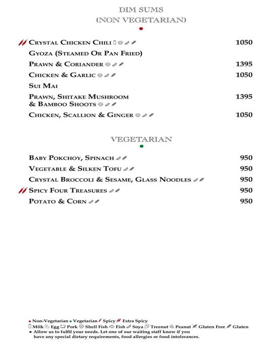 Le Belvedere - Le Meridien menu