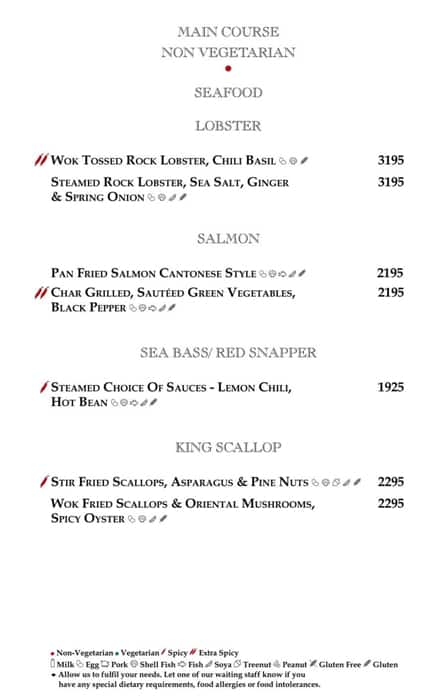 Le Belvedere - Le Meridien menu