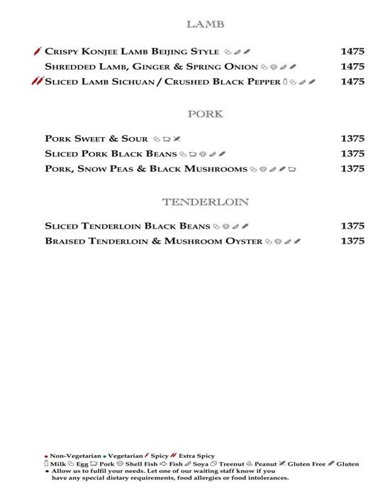 Le Belvedere - Le Meridien menu