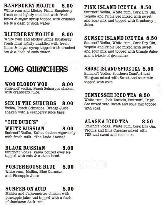 Menu at The Whitworth pub & bar, Dublin