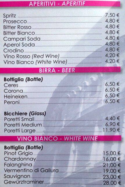 Menu di Bar Colosseo 