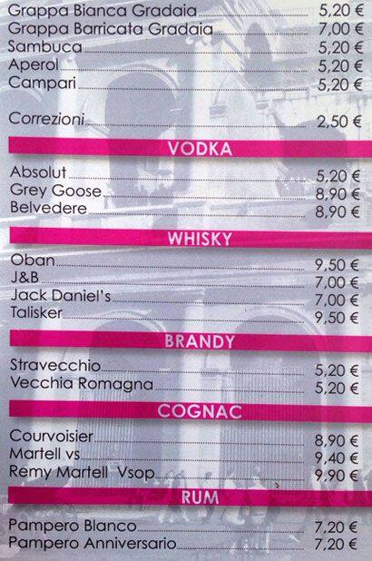 Menu di Bar Colosseo 