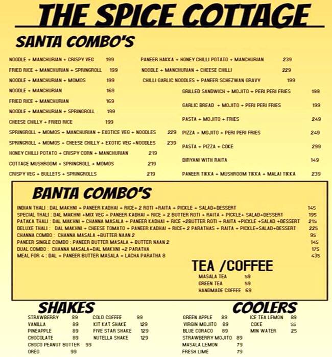 The Spice Cottage Menu Menu For The Spice Cottage Model Town