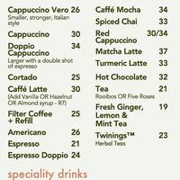 Doppio Zero Menu Menu For Doppio Zero Rosebank Johannesburg