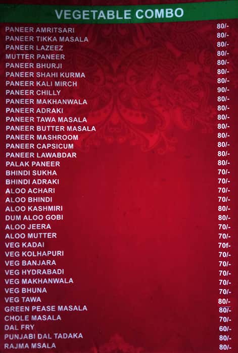 Hotel Ronita Paratha menu