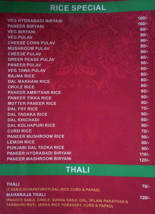 Hotel Ronita Paratha menu