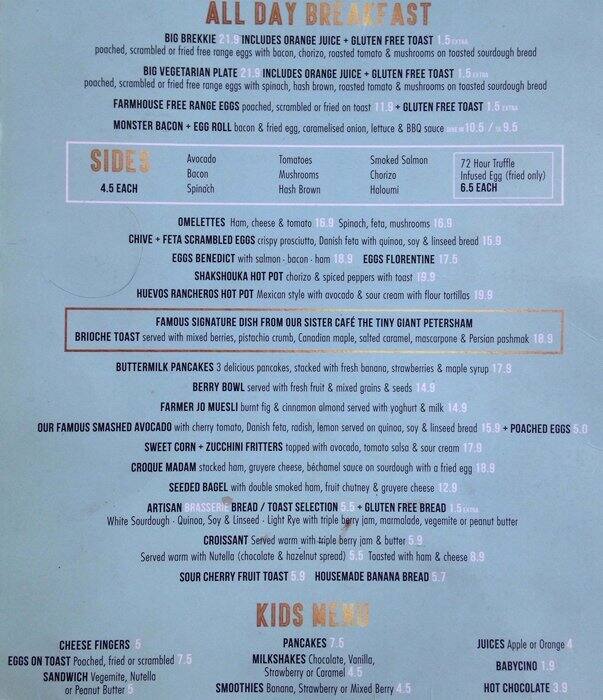 Rozelle Espresso menu, Menu restauracji Rozelle Espresso, Rozelle