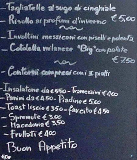 Menu di Dehors Caffè Carducci 