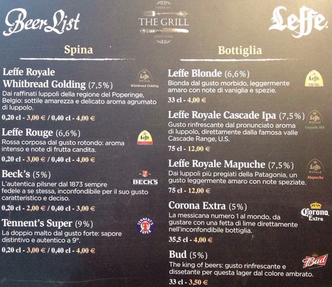 Menu di The Grill - American Finest Food 