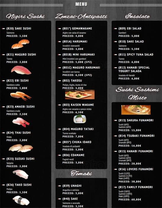 Menu di HANABI SUSHI 