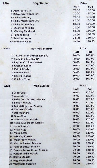 Menu of Curry Point, Whitefield, Bangalore