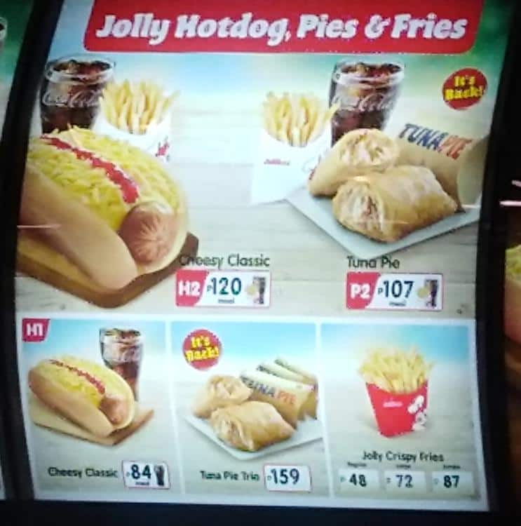 Menu at Jollibee restaurant, Pasay, Terminal 3 Departures Area