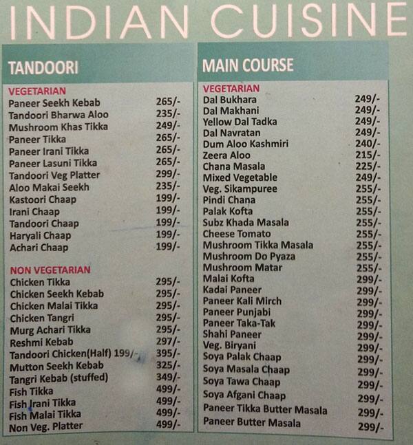 Menu at Headquarters, Jalandhar, 8H6M+M3R